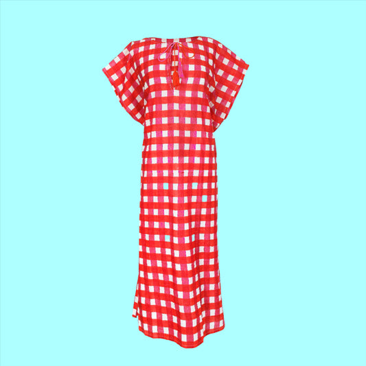 Tangerine Gingham Kaftan