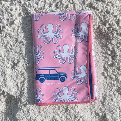 Octopus Quick Dry Towel: Pink & Navy