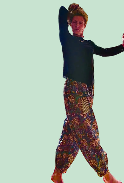 Petra wearing PETRA PANTS wearing a navy blue Vince long-sleeve T and cool POOL PANTS 