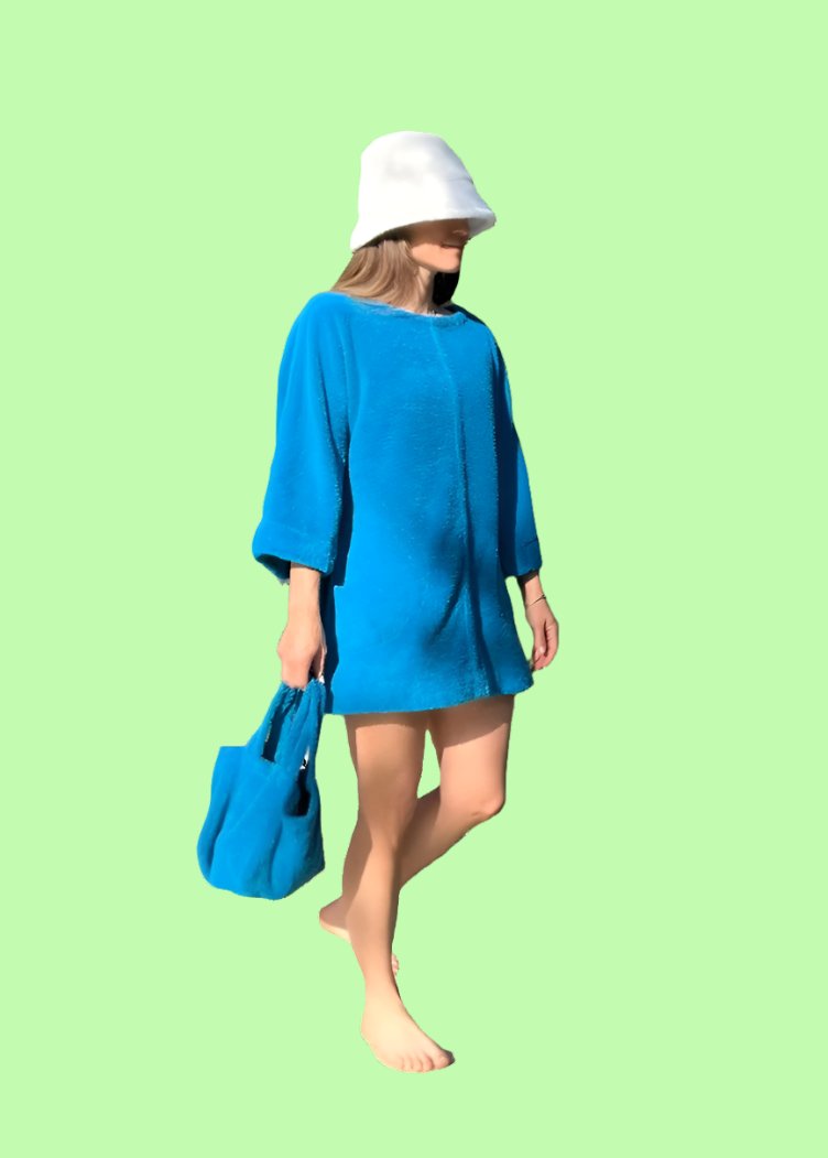 Simone Fan Terry Dress, BLEU