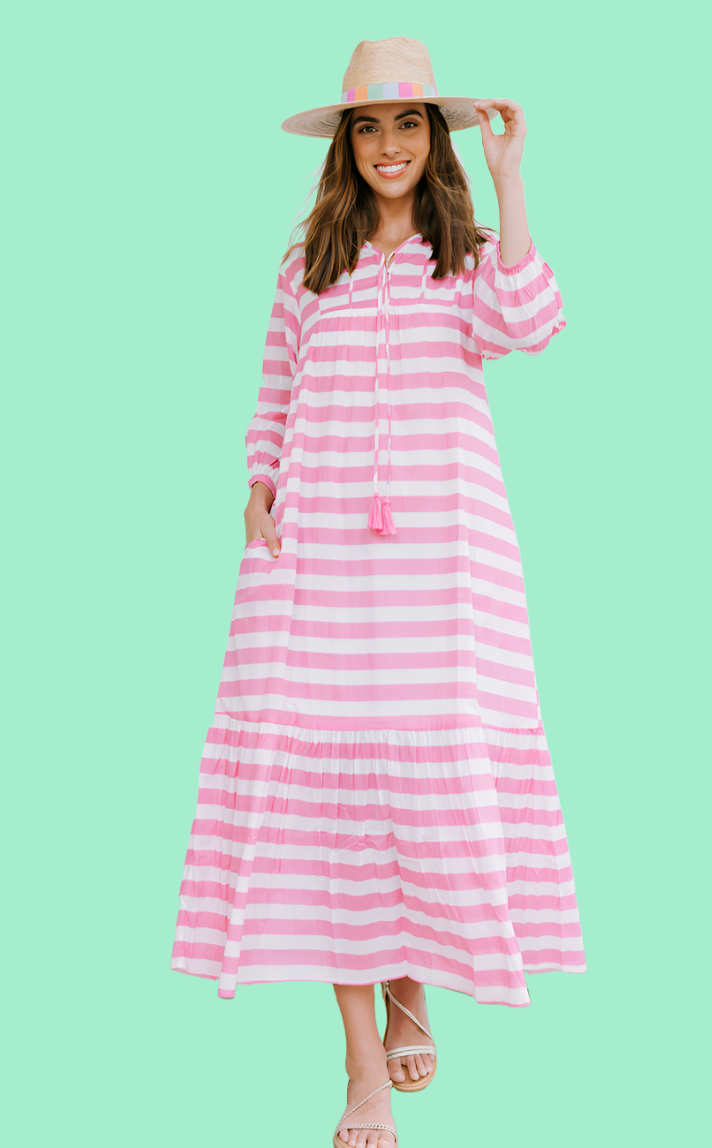 Pink Striped Maxi Dress