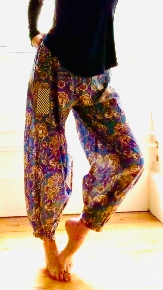 Petra wearing PETRA PANTS wearing a navy blue Vince long-sleeve T and cool POOL PANTS 